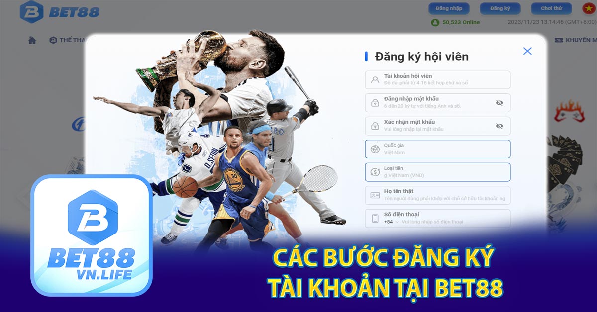 Các bước đăng ký tài khoản tại BET88