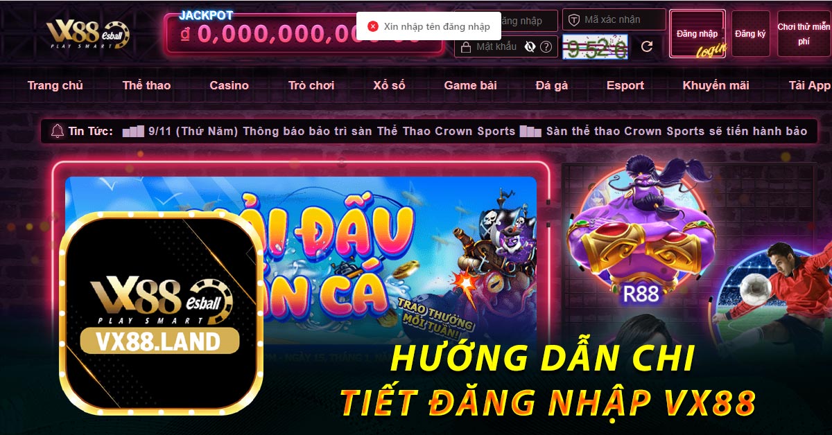 Hướng dẫn chi tiết đăng nhập VX88
