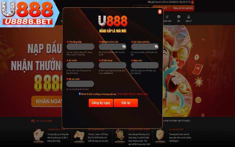 Đăng ký tài khoản cá cược u888 siêu đơn giản