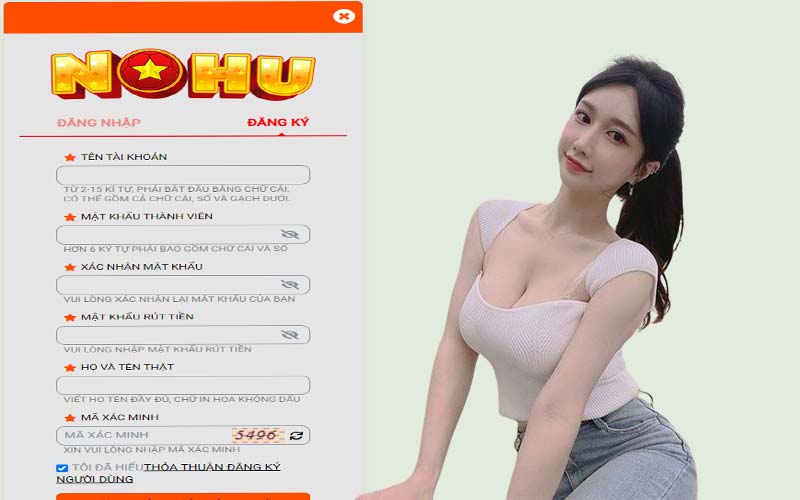 Đăng ký tài khoản nohu56 trên điện thoại chi tiết