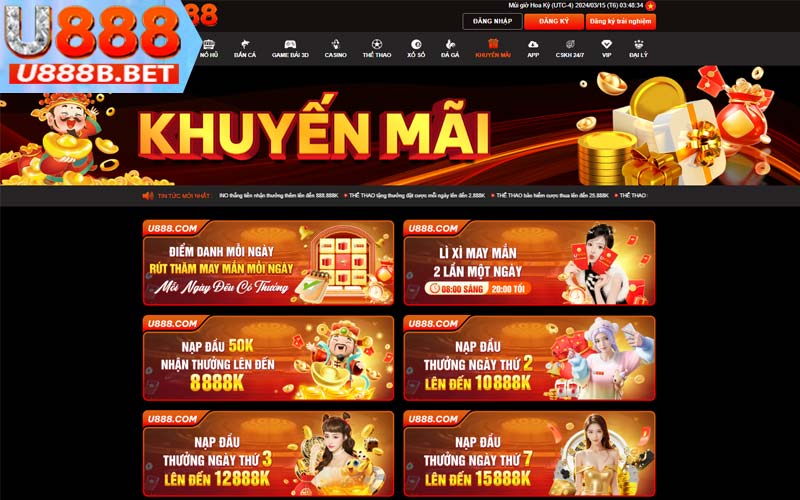 U888bet cung cấp nhiều khuyến mãi để tăng trải nghiệm người chơi